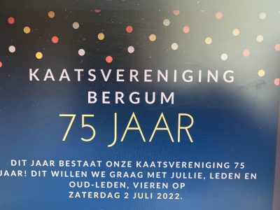 Op zaterdag 2 juli viert Kaatsvereniging Bergum     het 75 jaar jubileum
